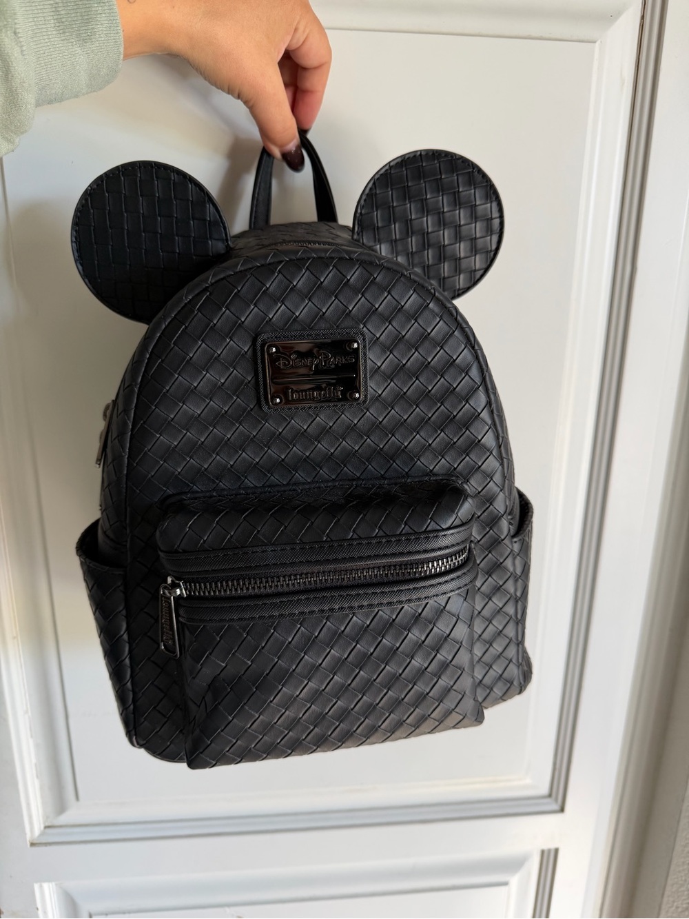 Loungefly Black Woven Mickey Ear Mini Backpack
